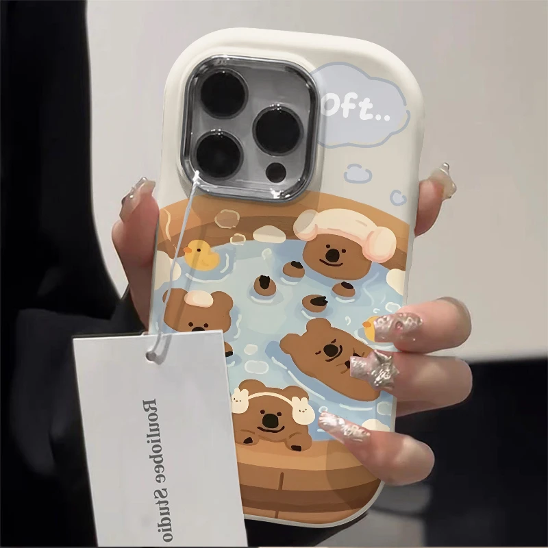 泡温泉柿子椒熊iPhone15/14手机壳13龙年小胖墩苹果13/12/11软壳