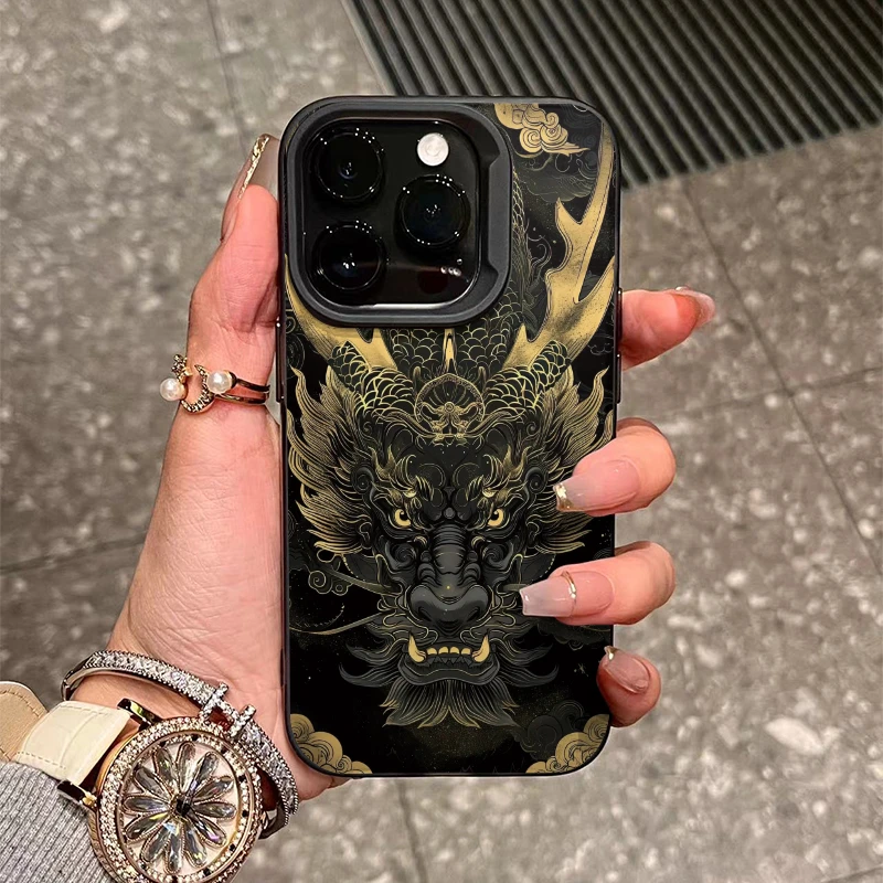 贺岁黑金龙A款iPhone15/14手机壳13龙年中国风潮苹果13/12/11软壳