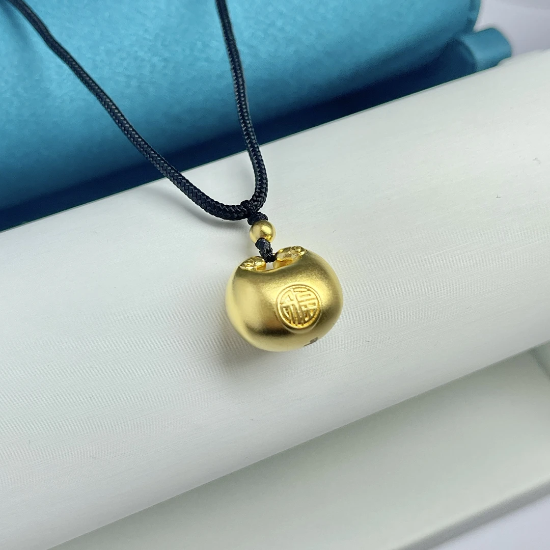 水贝黄金足金古法小胖福吊坠挂坠绵密质感简约款百搭双面时尚流行