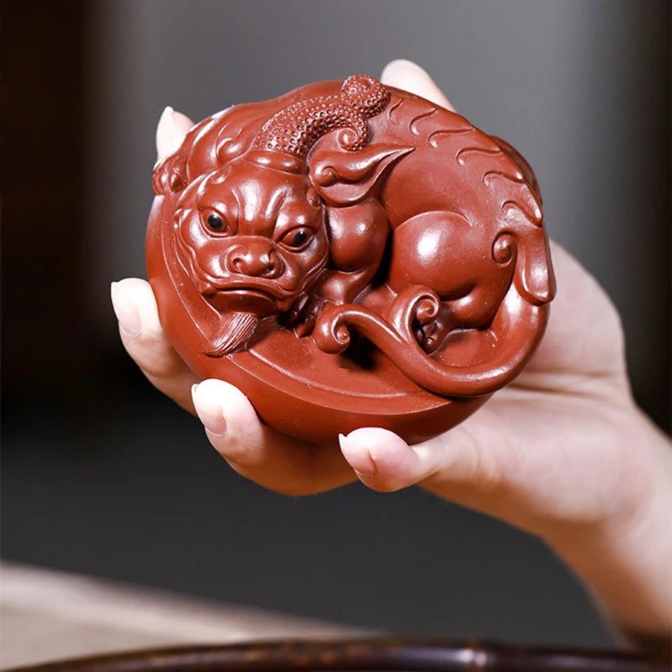 坐地生财貔貅宜兴紫砂纯手工茶宠摆件可养茶玩精品金蟾