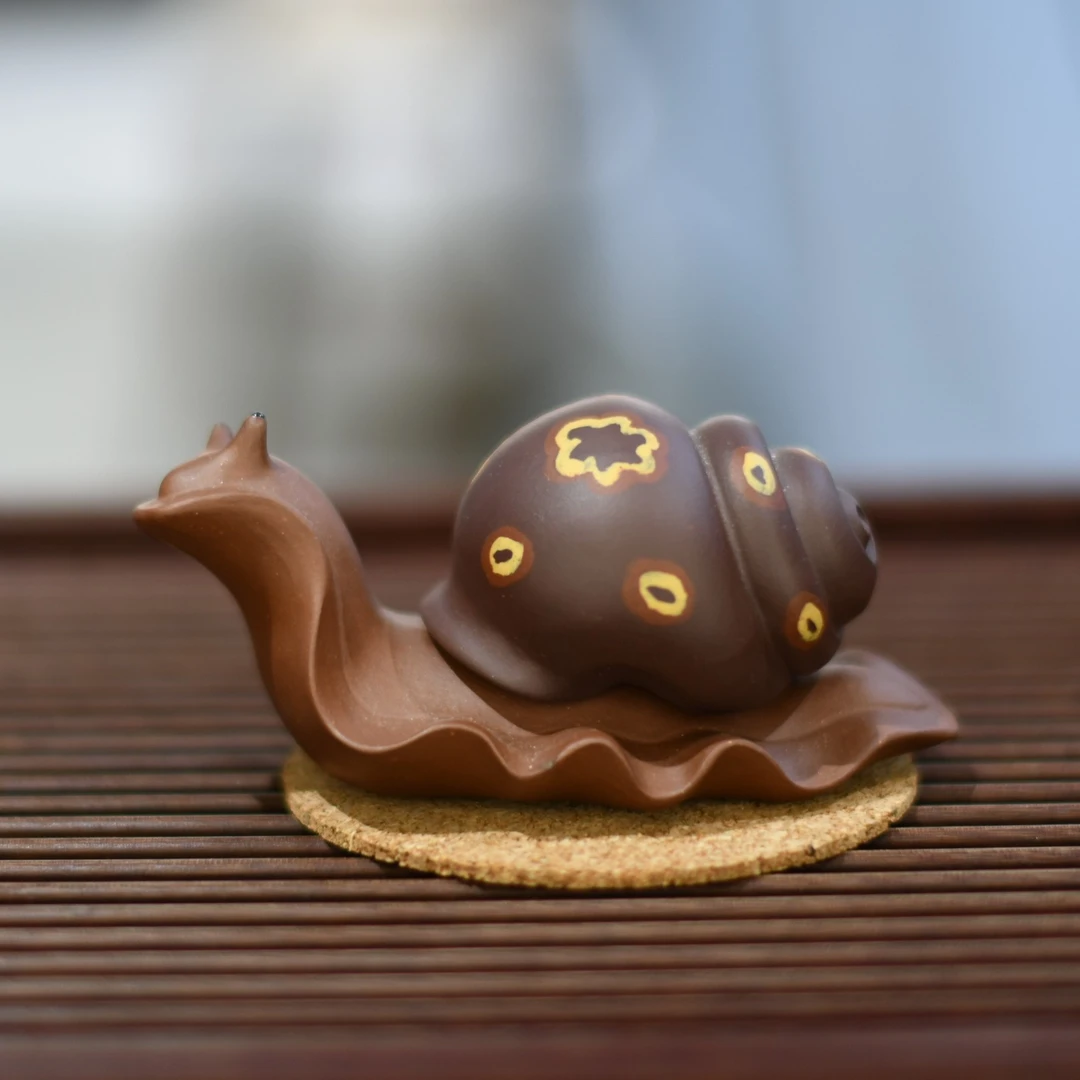 蜗牛安居乐业宜兴紫砂纯手工茶宠摆件可养茶玩高档原矿精品金蟾