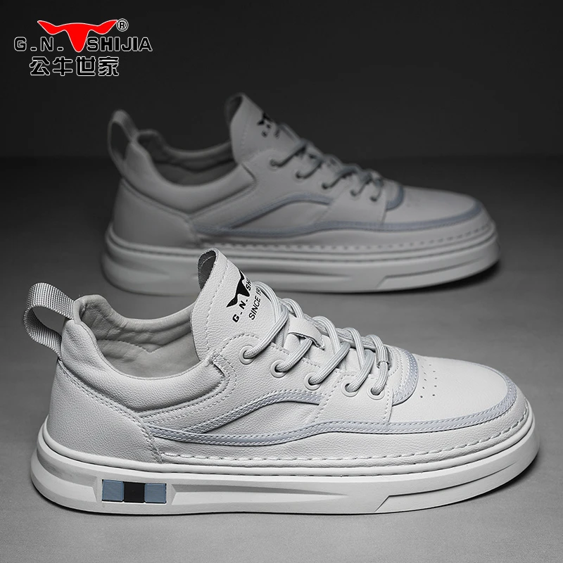 公牛世家2025春季新款网面鞋板鞋舒适白鞋百搭潮流潮鞋透气休闲