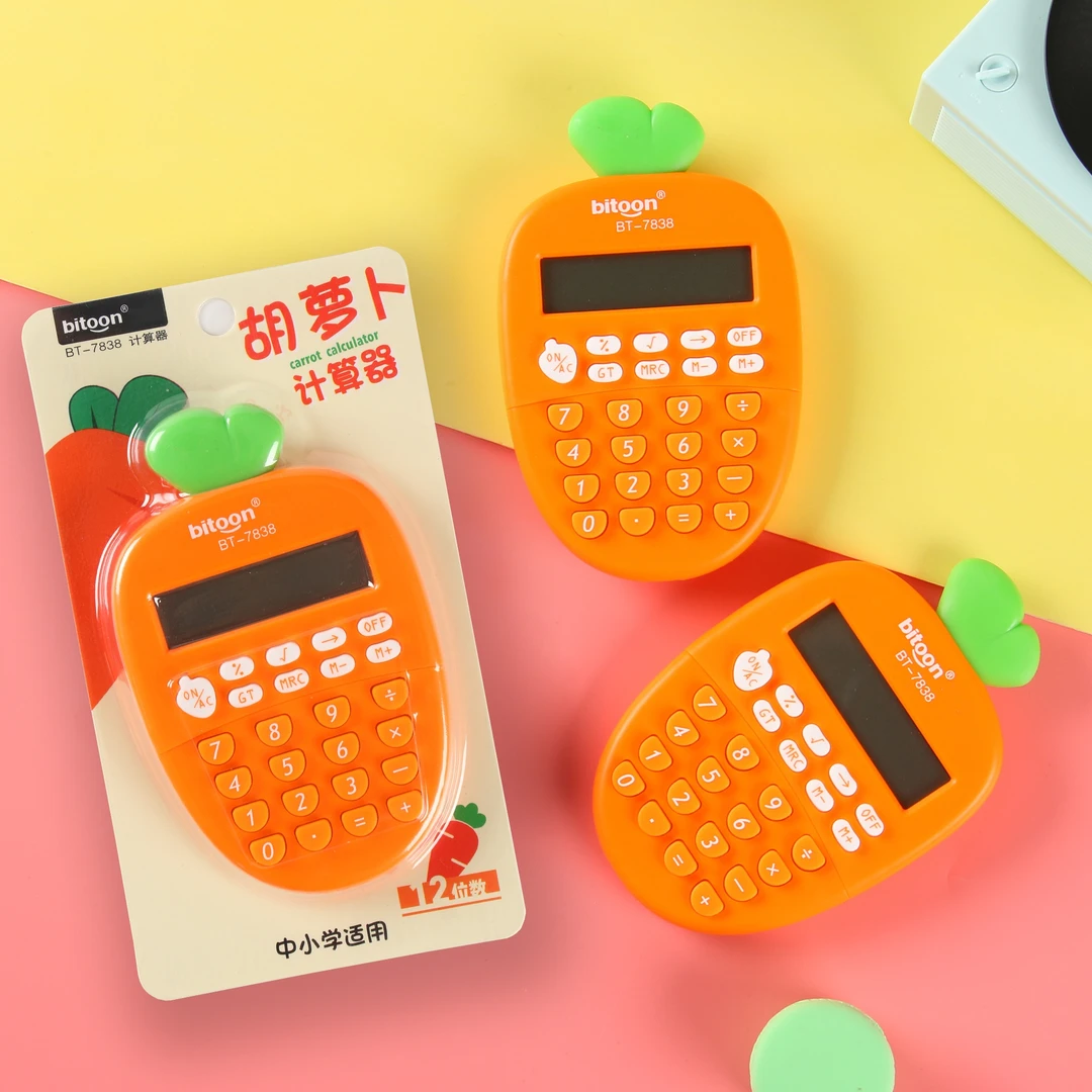 超萌胡萝卜造型便携式迷你计算器学生办公适用可爱卡通造型计算机
