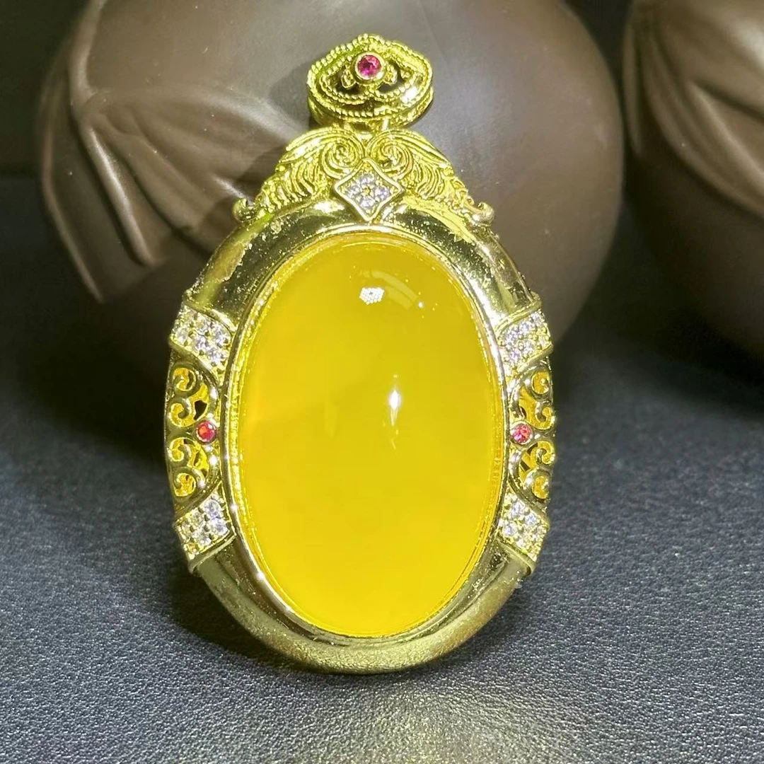 ST6692-田黄玛瑙福贝吊坠-配麻花链