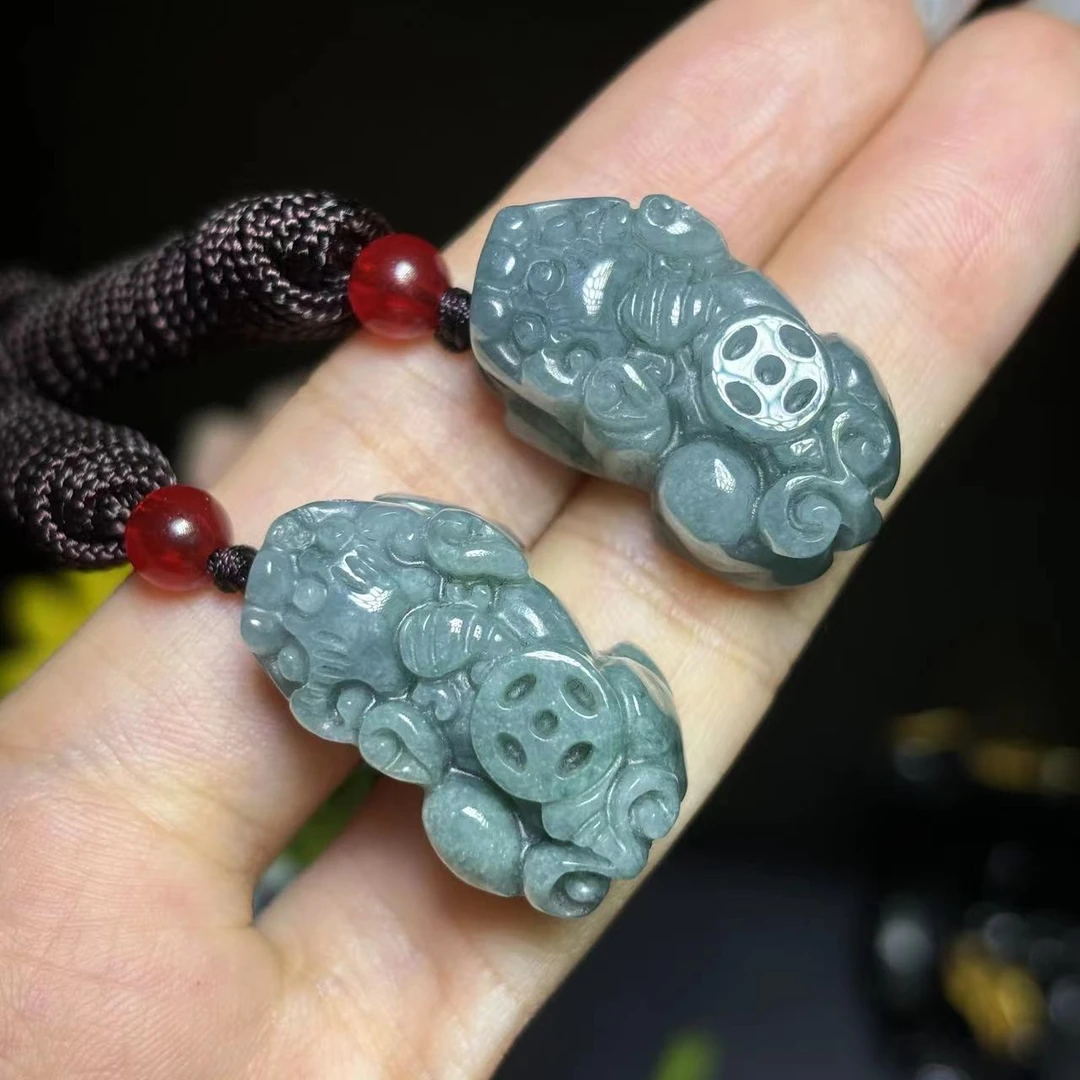 A5138-A货翡翠貔貅吊坠-配绳-多样性只发一件