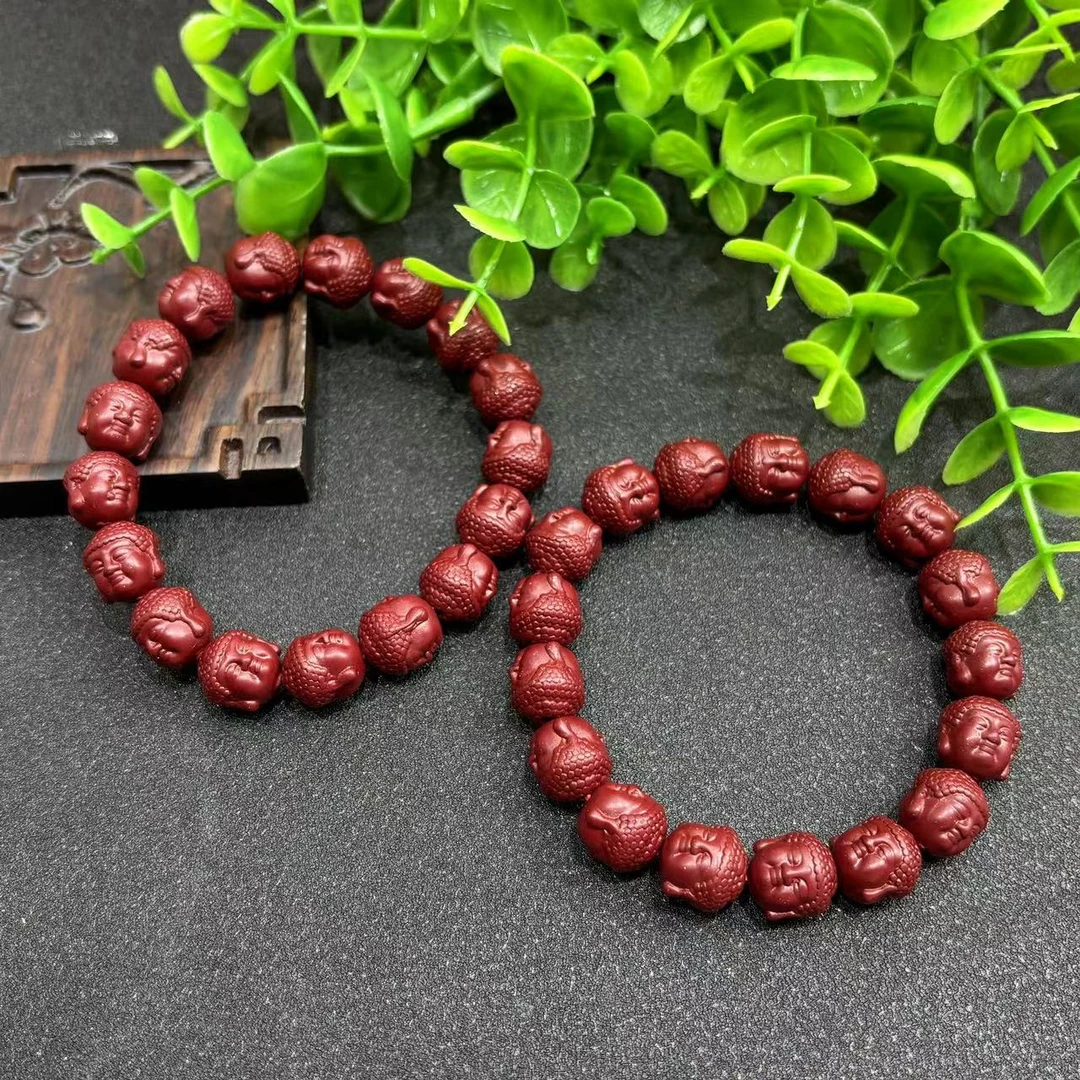 含辰砂工艺品S7059-卡11卡12左右-紫金朱砂佛头手串-多样性发一件