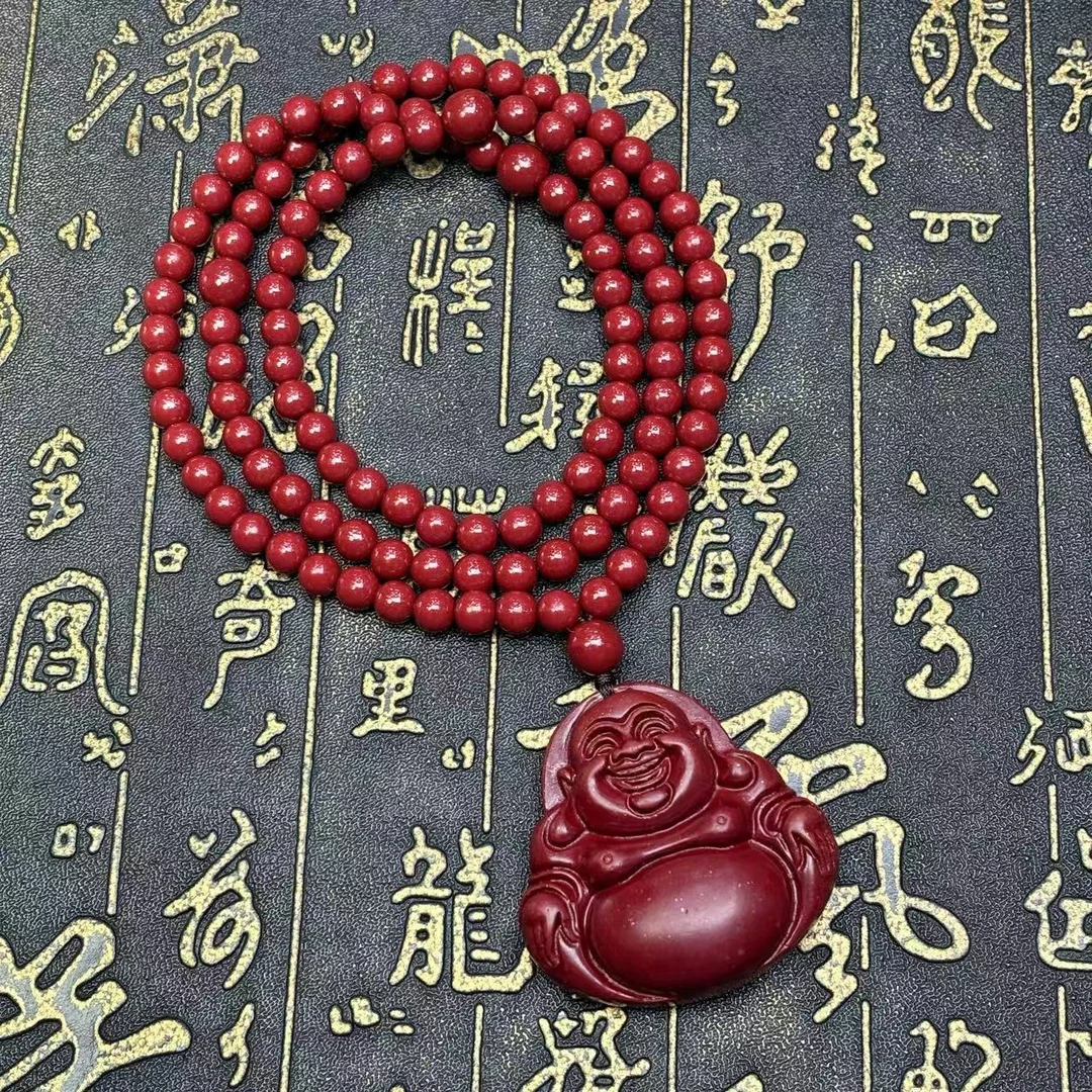 面面来财珠宝 含辰砂工艺品S7598高45左右-紫金朱砂佛公-配珠链