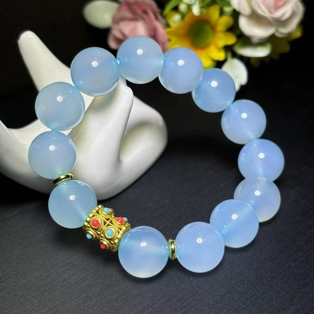 面面来财珠宝S7602卡14左右-月亮女神海蓝之谜福神石玛瑙手串
