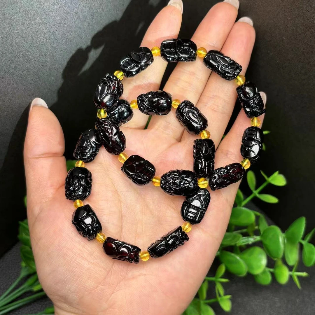 面面来财珠宝M2012-琥珀金珀+红天血灵珀貔貅手串-大多样性发其一