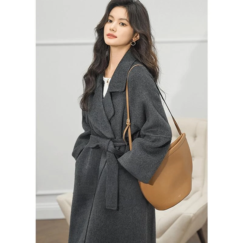 【暖冬密码】2024春秋冬慵懒风双面大衣长款宽松外套羊毛大衣推荐