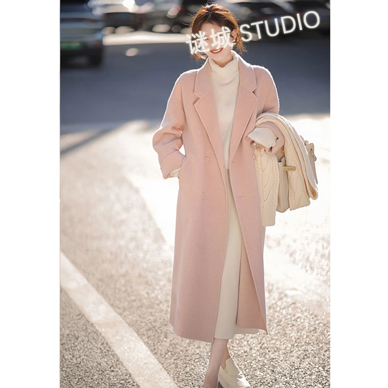 【韩国首尔】100%初剪羊毛2024春秋冬双面羊毛大衣羊毛双面呢大衣