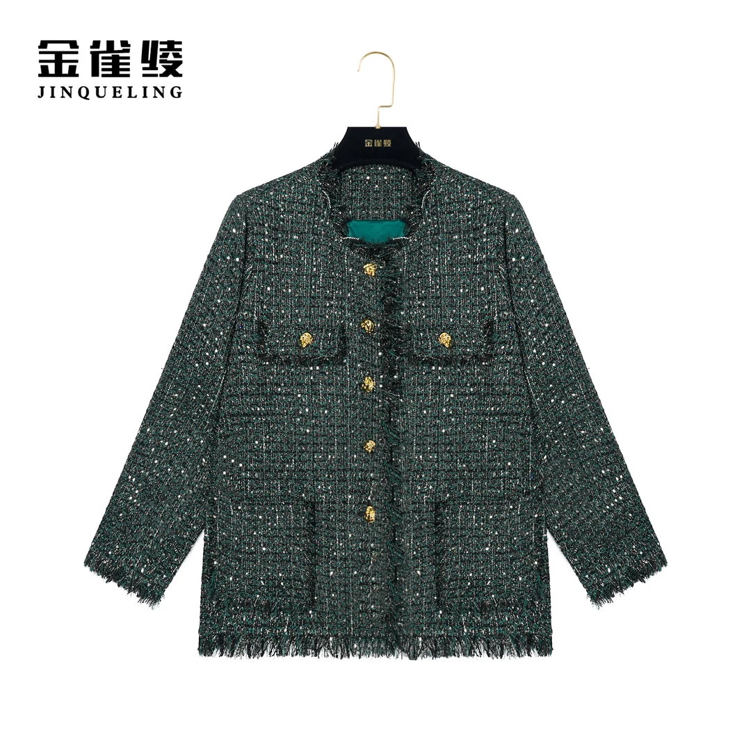 金雀绫【拜占庭小香风】2024秋季新款时尚设计感香风外套BT7029