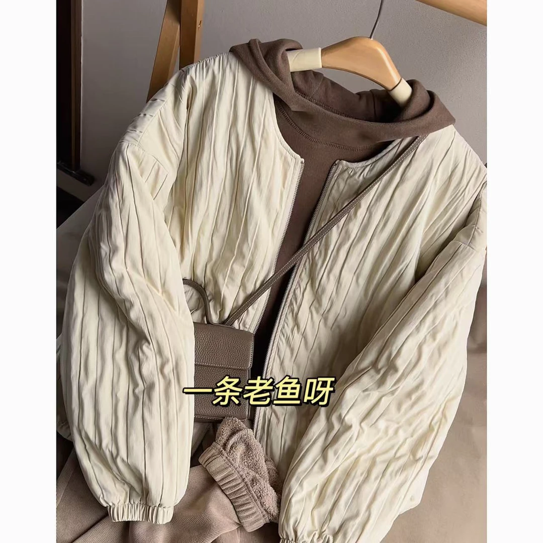 R 秋冬新款无领棉衣棉服外套女