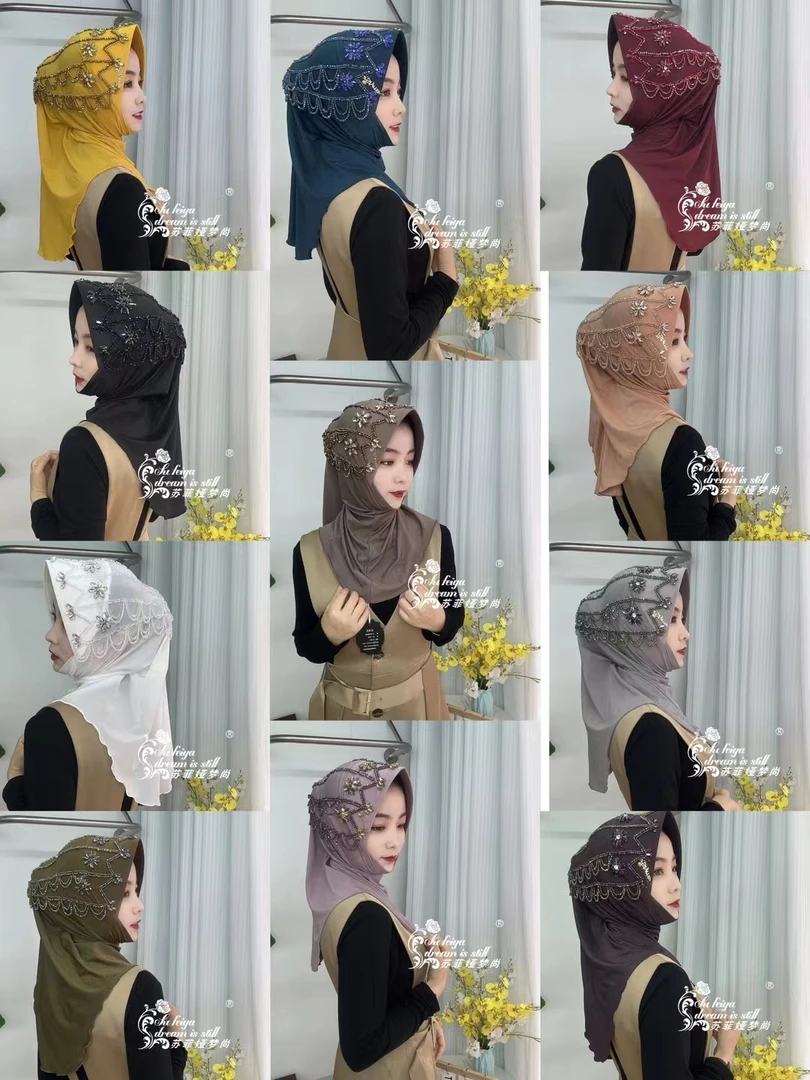 新品梦尚重工手缝水钻帽檐