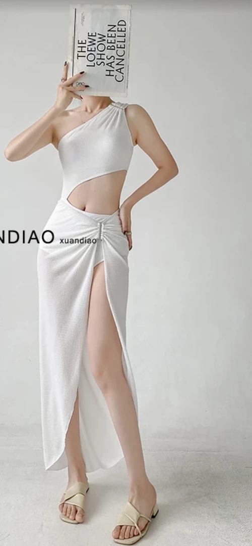 女夏季泳衣小胸聚拢遮肉显瘦分体裙连体平角裙度假海边休闲