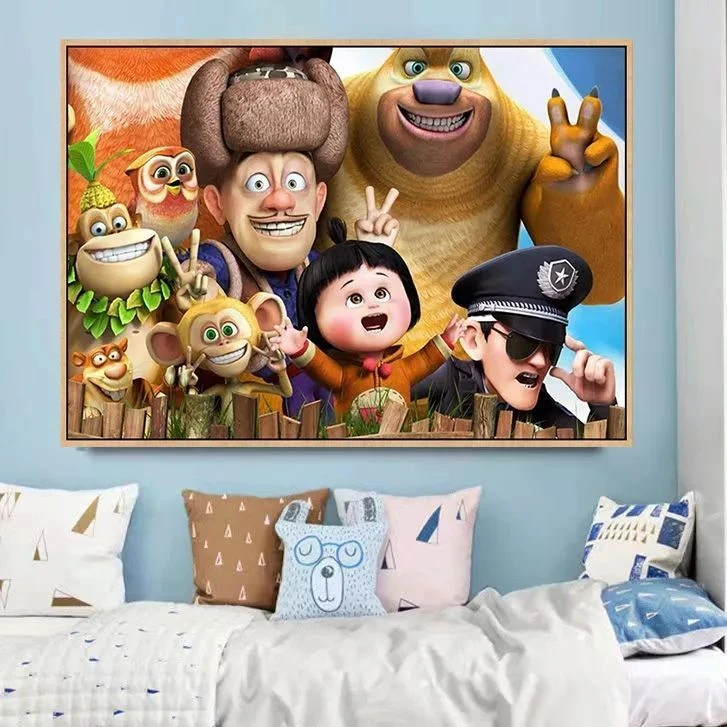 熊出没海报diy数字油画熊大熊二光头强儿童手绘填色手工装饰定制