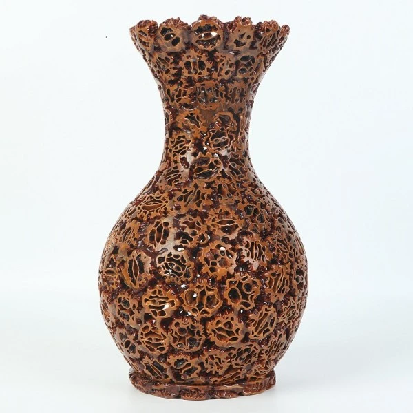 铁桃小巨人复古野核桃花瓶家用商用花瓶摆件工艺品雕刻纯手工创意