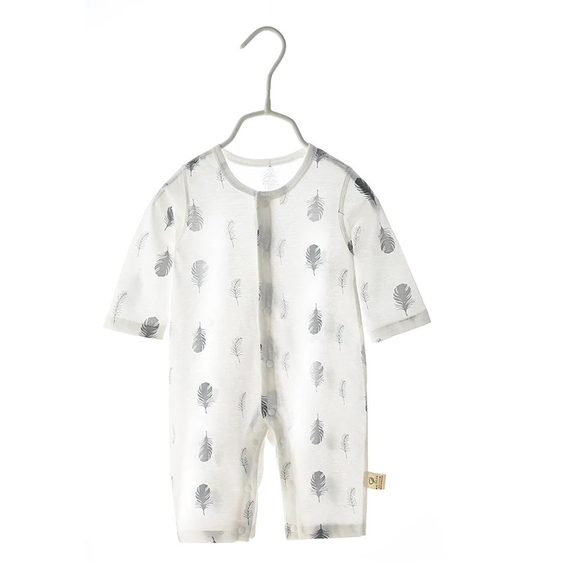 婴儿连体衣夏季薄款宝宝长袖哈衣纯棉新生儿空调服睡衣爬爬服夏装