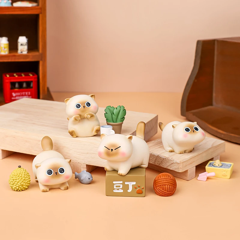 网红新款豆丁小暹罗盲盒创意可爱暹罗猫树脂工艺品小摆件猫咪礼物