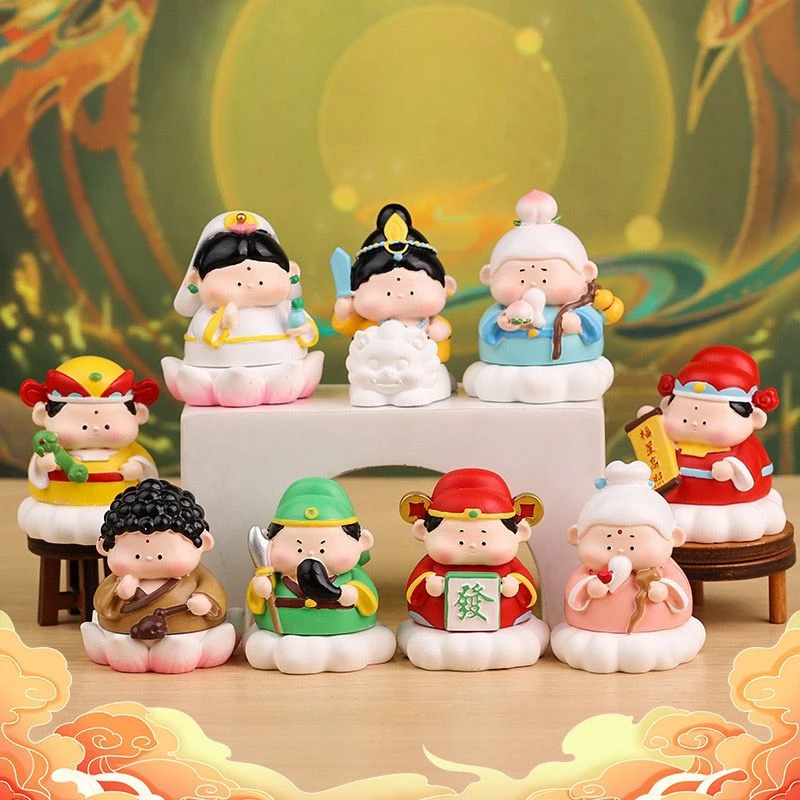 新款财神爷快乐小神仙香薰盲盒小神仙摆件国潮观音如来车载装饰