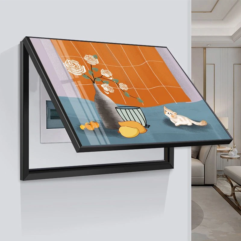 2023电表箱装饰画新款电表箱遮盖画北欧风电闸免打孔电箱遮挡盖电