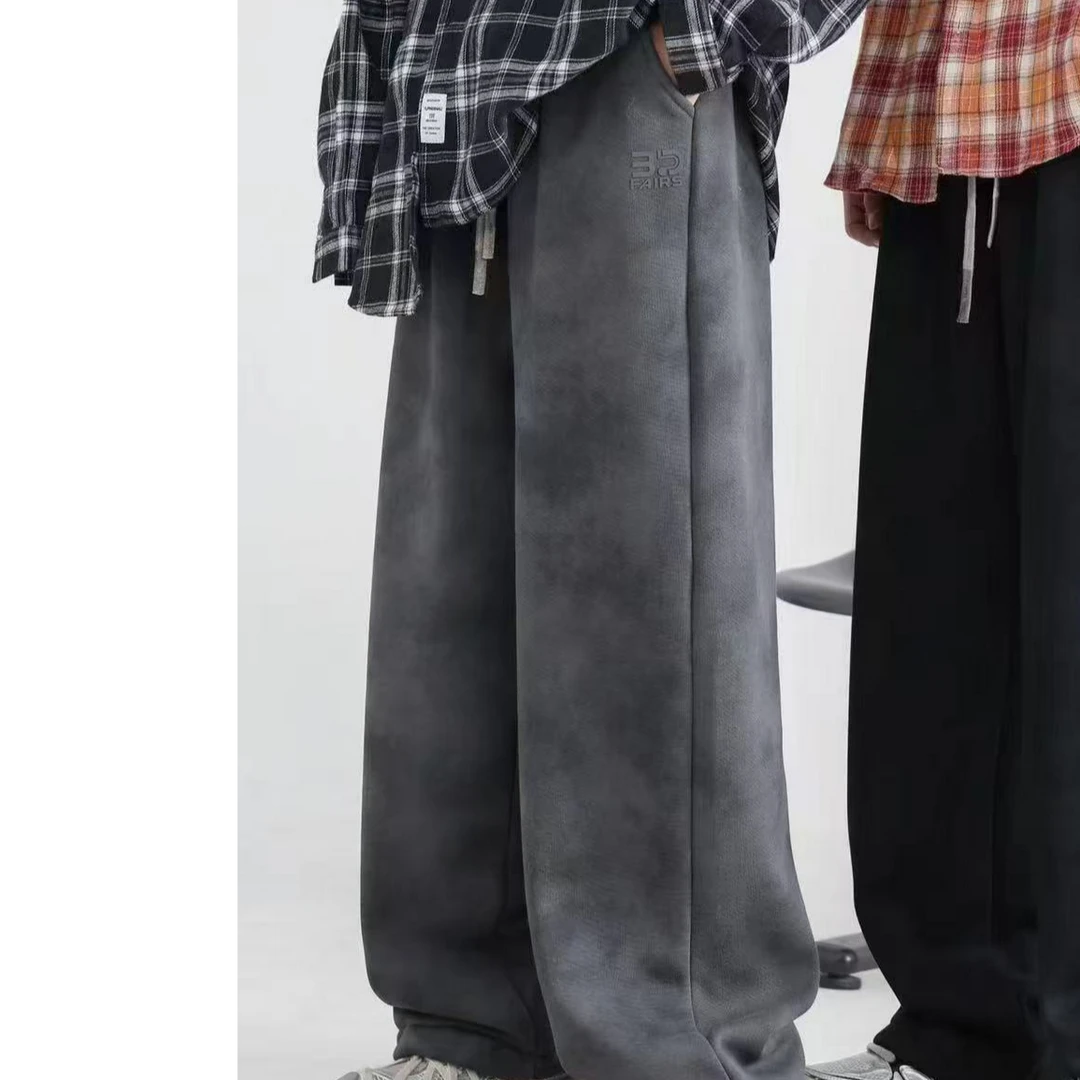 【玲姐推荐24525直筒】时尚青少年潮牌针织一体绒阔腿裤