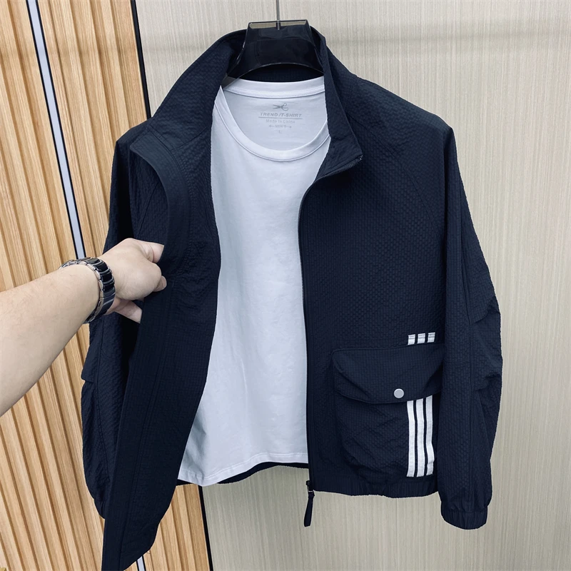 高品质外套男潮牌新款时尚防晒衣夹克男装休闲夏季薄款立领防晒服
