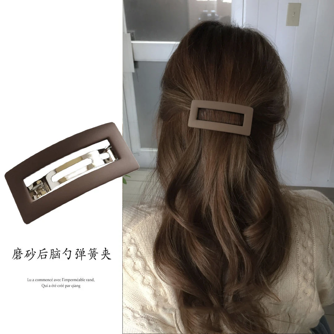 简约磨砂后脑勺夹子头饰少女边夹纯色弹簧夹外出百搭气质发夹发卡