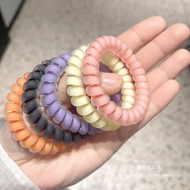 高弹力透色磨砂电话线发圈简约耐用皮筋女扎头发头绳马尾皮套发绳