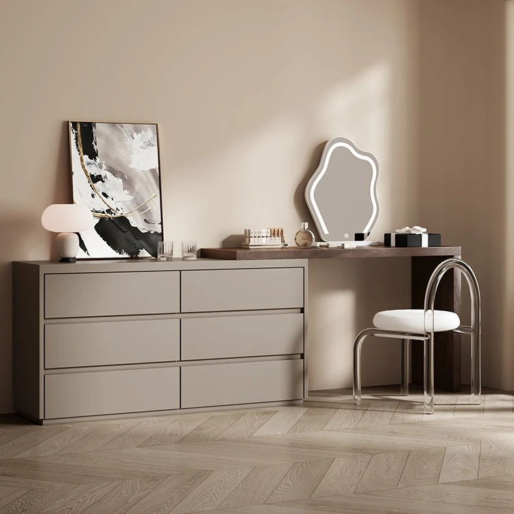 实木梳妆台斗柜一体简约现代化妆台收纳柜小户型卧室化妆桌床尾柜