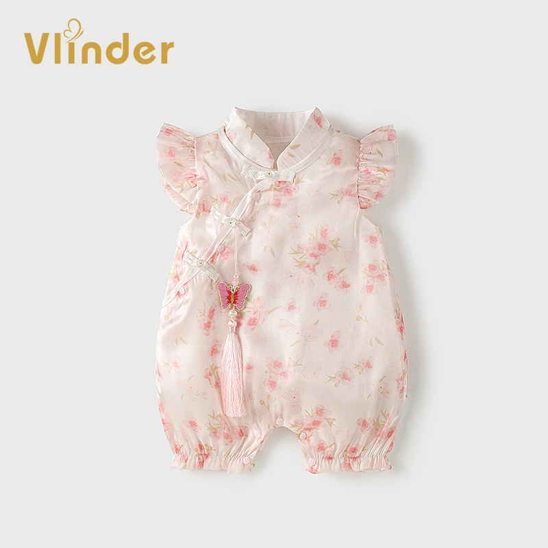 婴儿衣服夏装新生女宝宝连体衣超萌薄款短袖哈衣爬服满月百天夏季