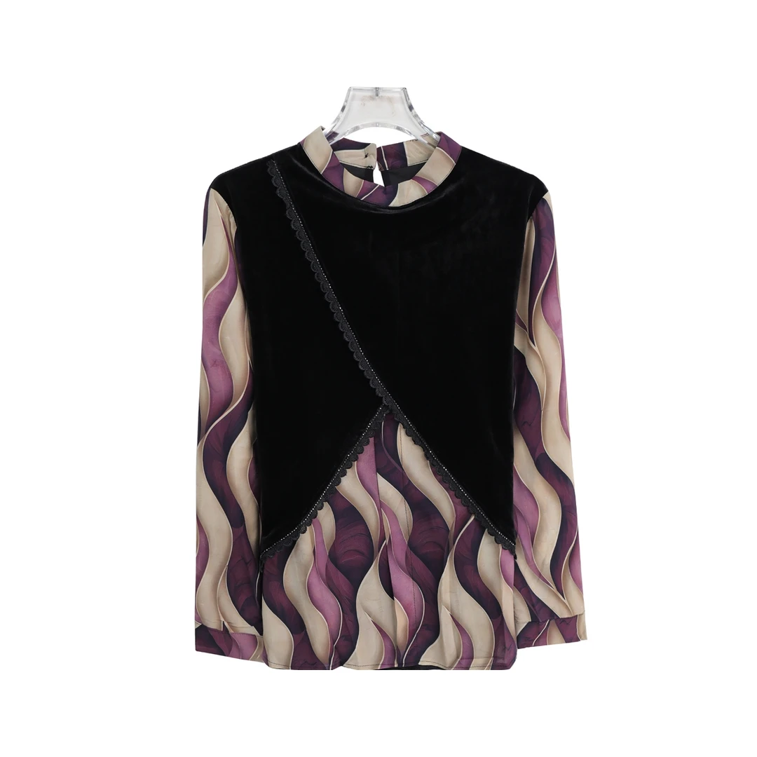 精致感优雅通勤百搭假两件拼接长袖衬衫X27136