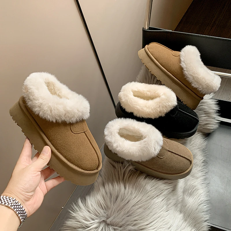 4.5cm增高厚底秋冬新款雪地靴女鞋时尚百搭保暖加绒防滑短靴