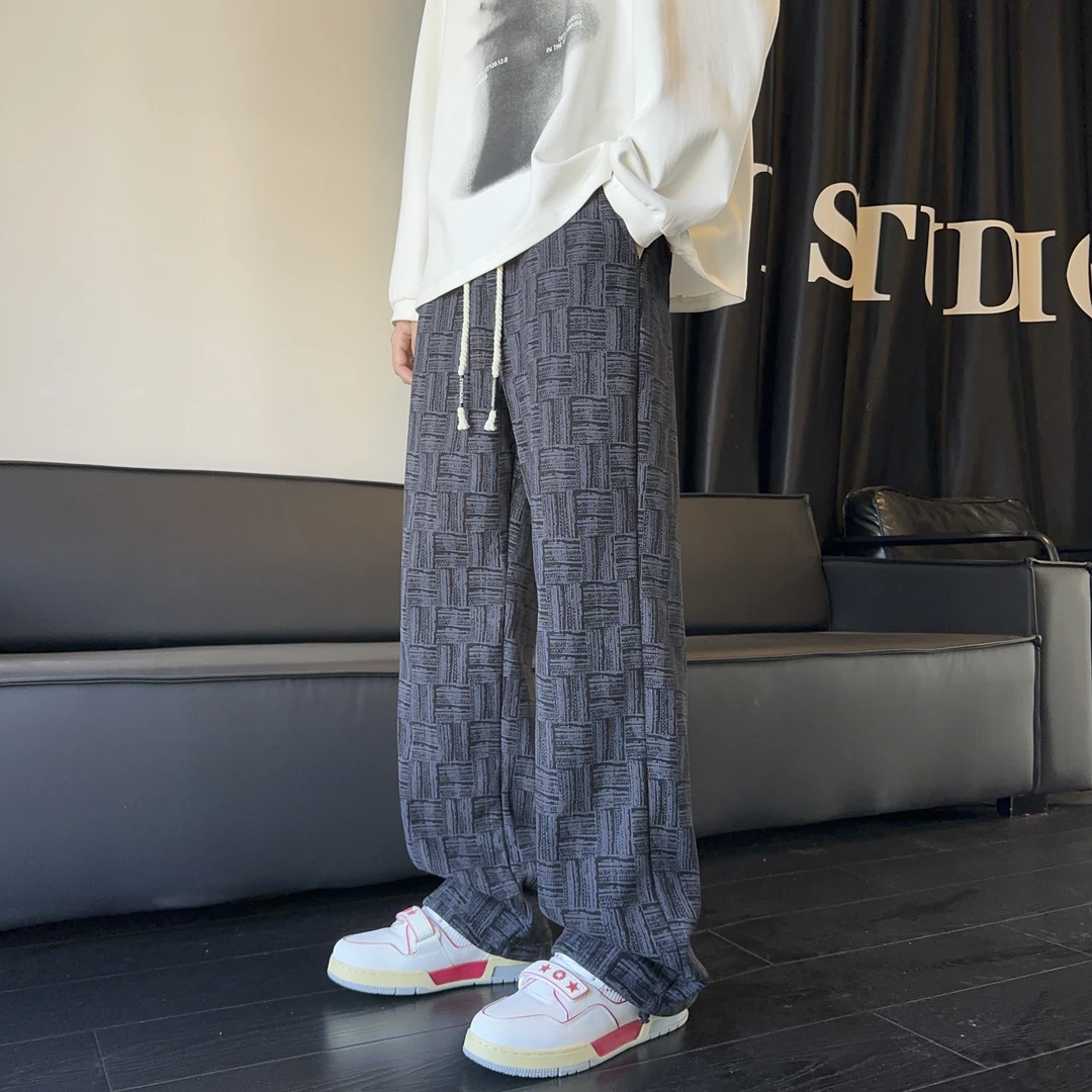 春秋季灯芯绒裤子男百搭垂感宽松直筒卫裤阔腿男裤休闲长裤男款