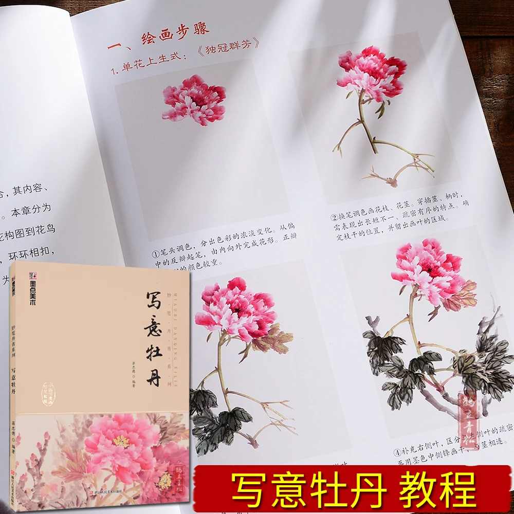 写意牡丹 中国写意画规范教程 国画基础教程步骤解析欣赏临摹牡丹