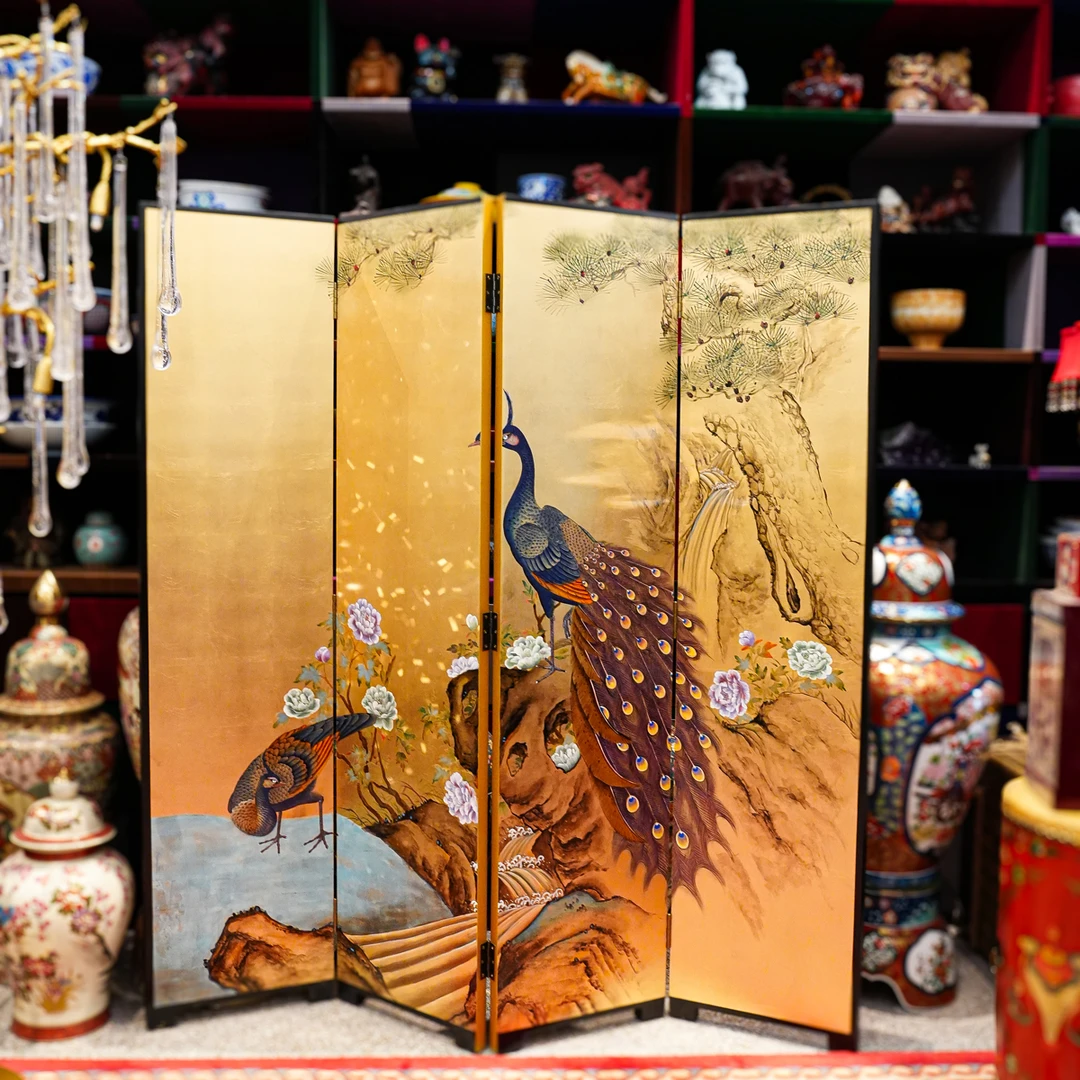 【BENNY本尼家】中国风非遗传承大漆刻漆客厅家用折叠四面玄关屏