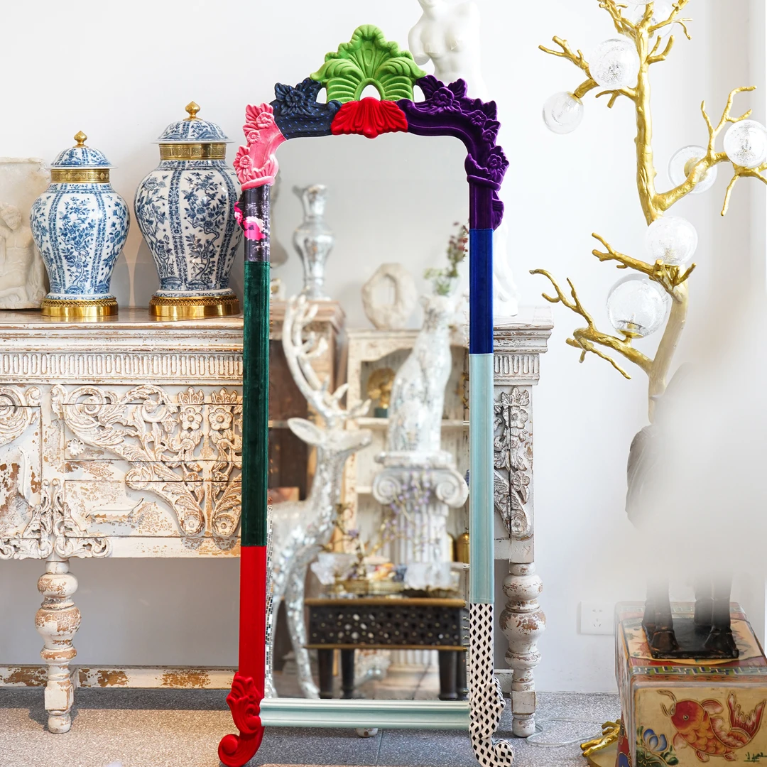 【BENNY本尼家】BP23欧式波普风不规则布艺镜化妆镜玄关落地试衣镜