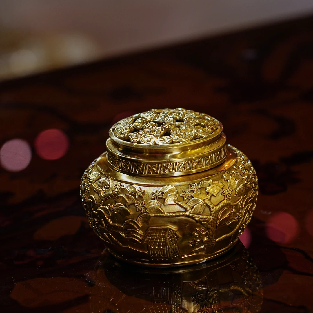 【本尼家】SS55中式复古黄铜香炉客厅书房桌面装饰摆件