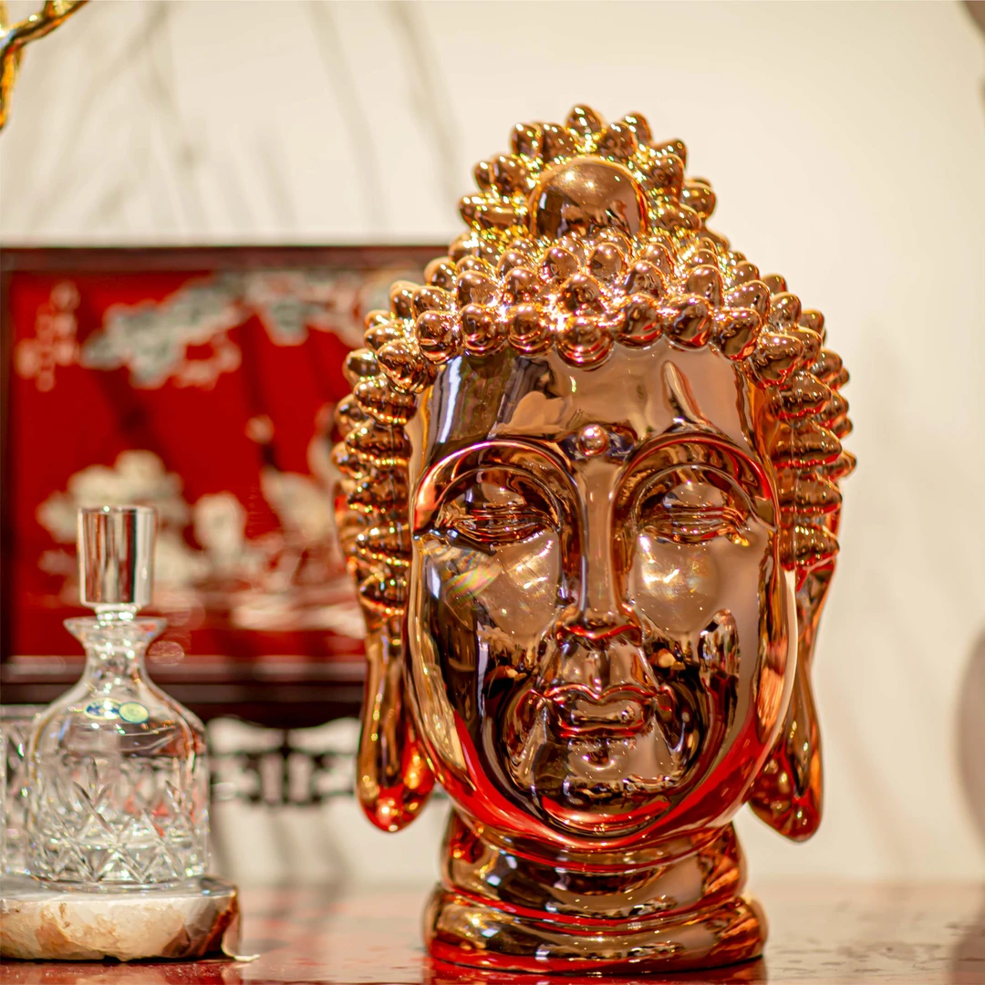 【本尼家】佛头家居装饰品佛头雕塑客厅玄关酒柜禅意玄关摆件