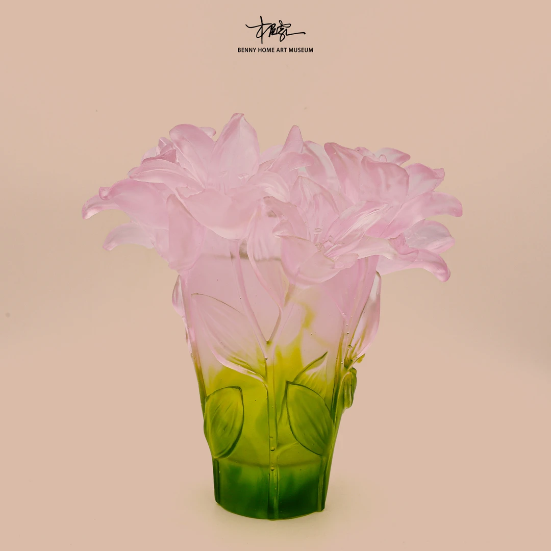 【本尼家】LL4非遗好物琉璃百年好合客厅插花瓶玄关百合花瓶摆件