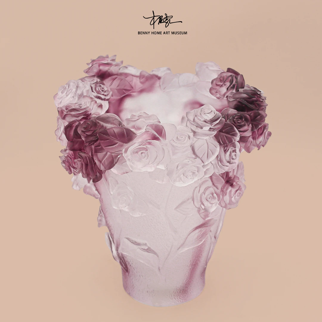 【本尼家】LL6非遗好物琉璃花瓶怒放的玫瑰客厅插花装饰玄关摆件