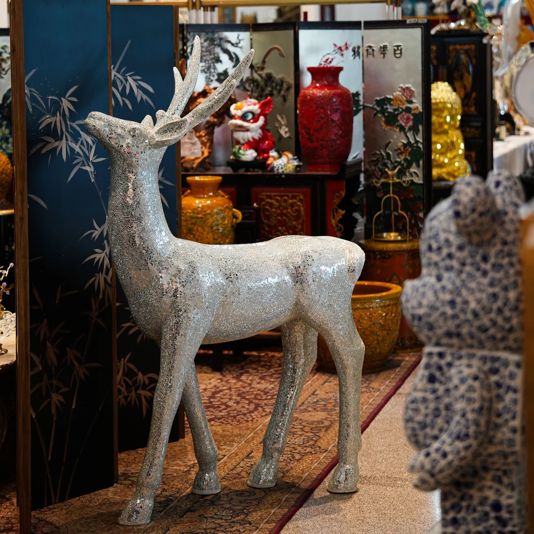 【BENNY本尼家】手工镜片贴片小号昂头鹿客厅别墅庭院艺术装饰摆件