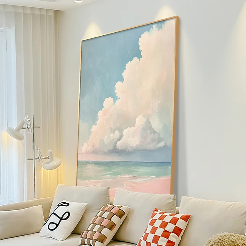 奶油风客厅装饰画治愈系风景沙发背景画小清新餐厅玄关走廊过道画