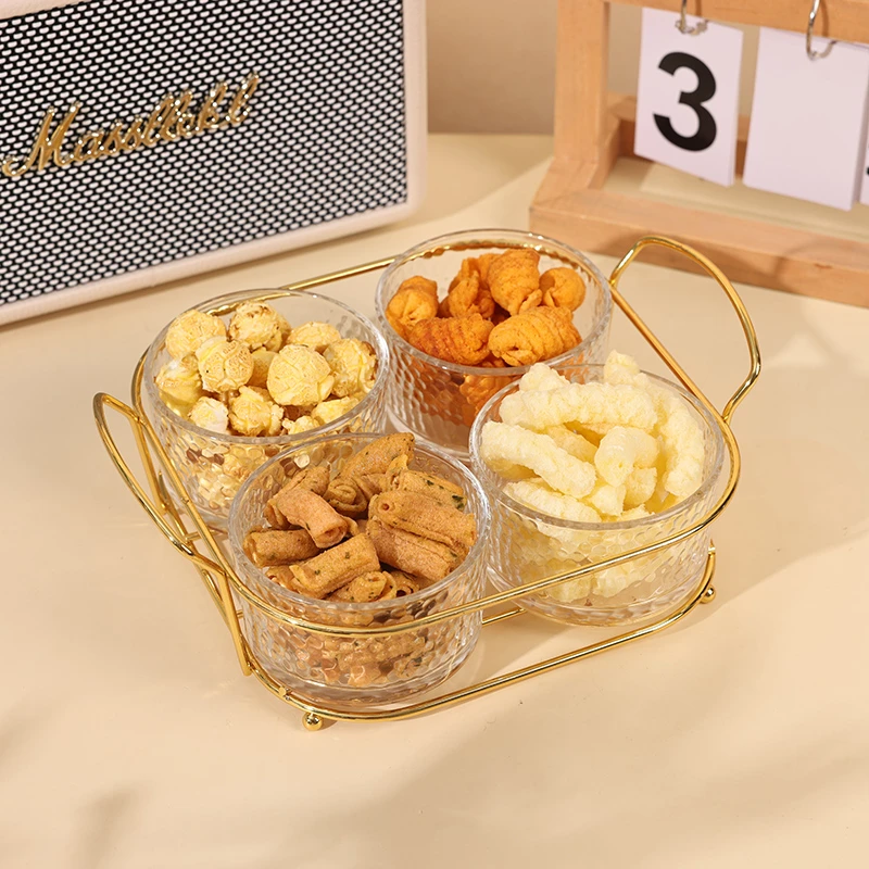 零食分格盘水果盘玻璃干果盘家用客厅茶点盘小吃碟沙拉碗年货节