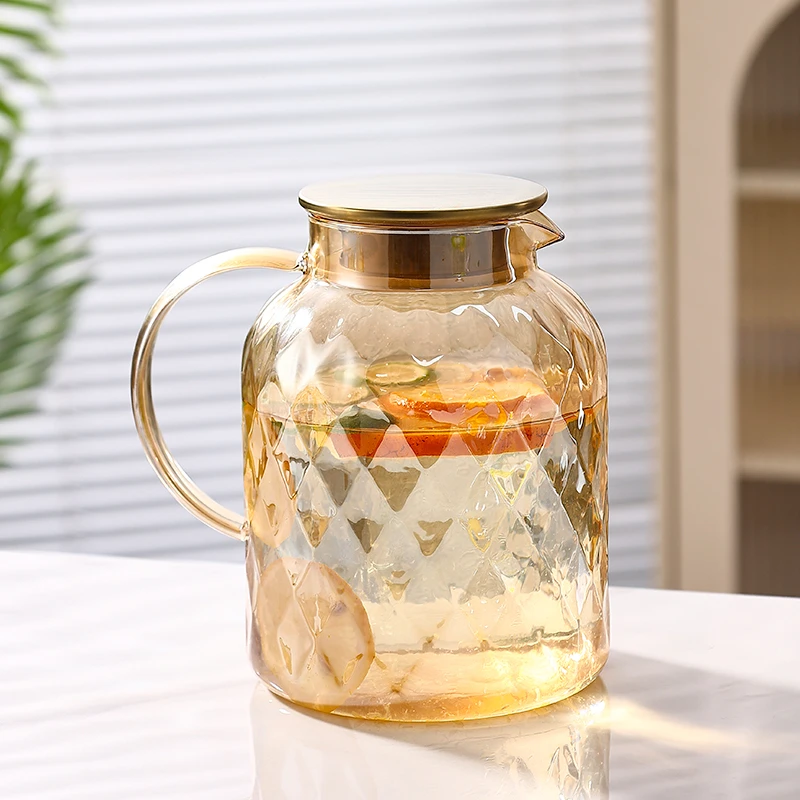 大容量冷水壶2000ML高硼硅兰陵壶耐高温泡茶壶凉水壶家用简约轻奢