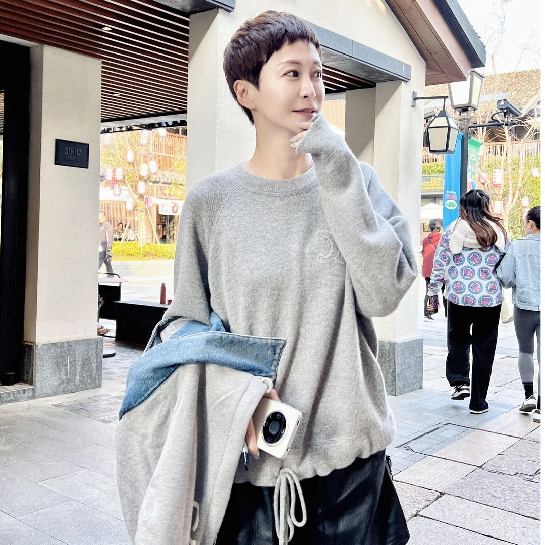 全新未使用 Celine/思琳 FW24 女士灰色羊毛羊绒套头衫