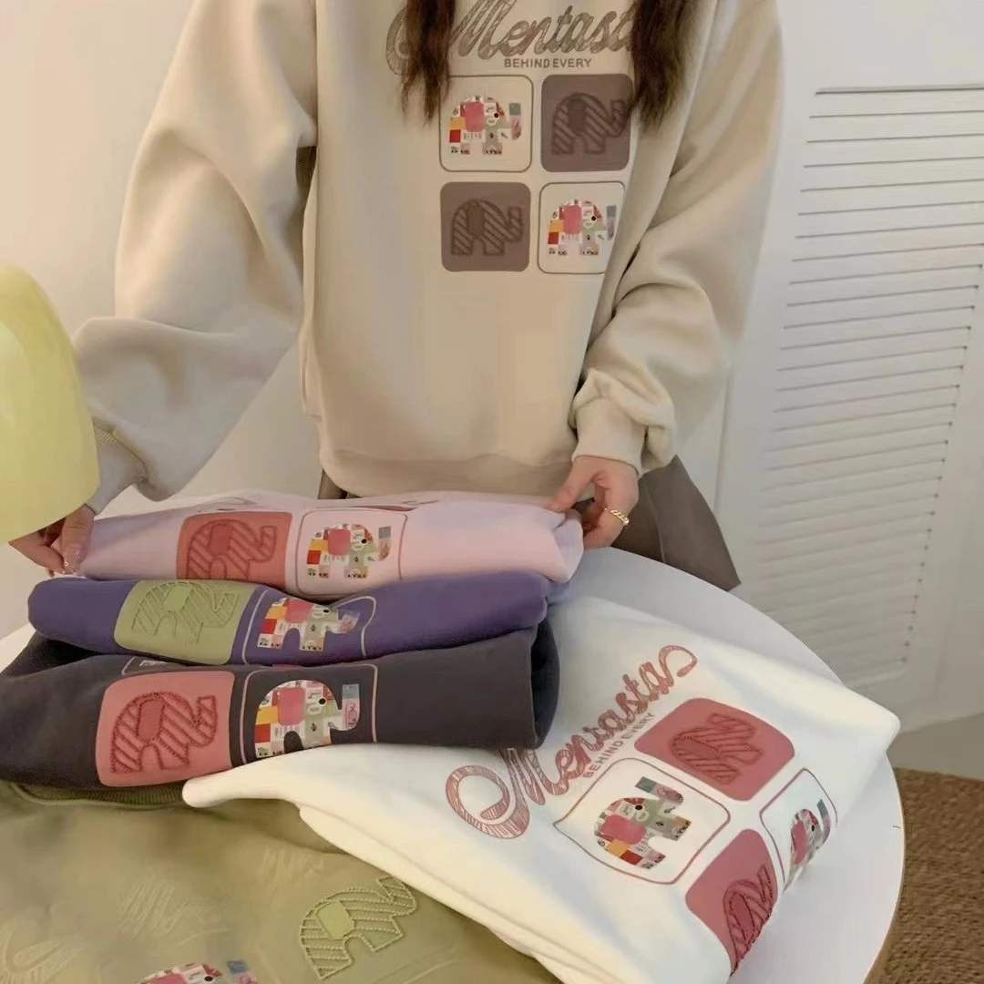 奥粒绒冬季加厚休闲时尚百搭长袖打底ins韩版套头上衣