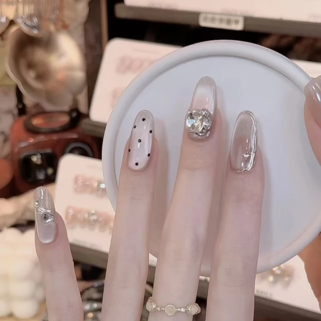 （长短可选）甲片月光手书高级感穿戴甲穿戴式美甲贴片可拆卸气质