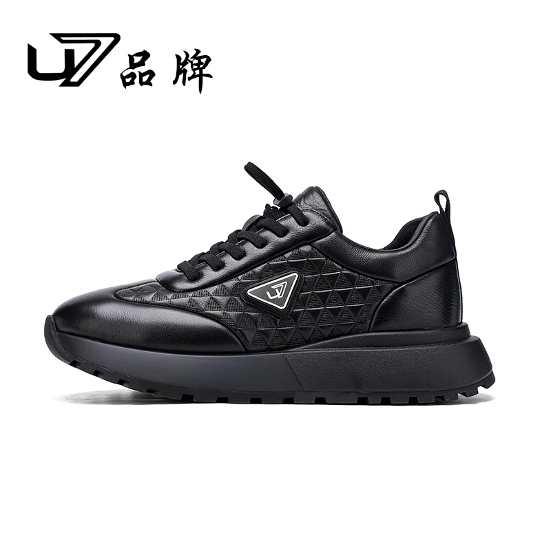 U7品牌男鞋2024新款高端运动休闲皮鞋男士休闲鞋百搭厚底秋季男鞋