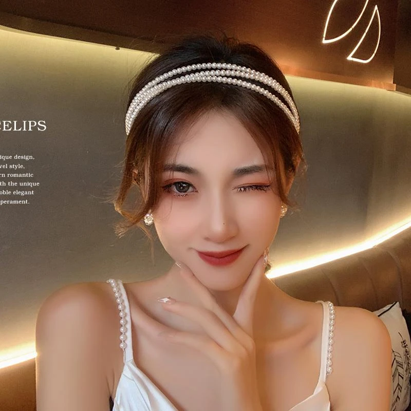 超仙法式珠珠发箍女浪漫网红新款洗脸高颅顶简约百搭压发卡头饰